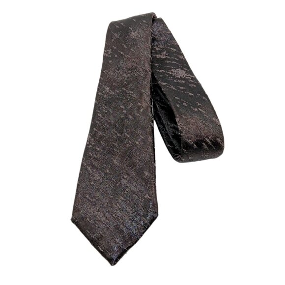 Brooklyn Tailors Silk Tie Men’s 57” Charcoal Gray Glossy Vinyl Thick Wide New - Picture 2 of 3